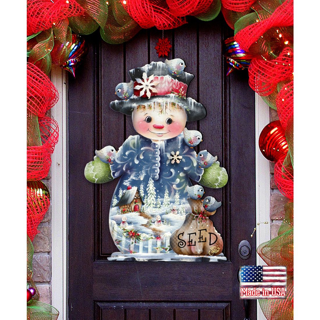 Freezing Friends (Frosting Sparkle) Door Decor by Jamie Mills-Price - Christmas Santa Snowman Decor - 8457511H