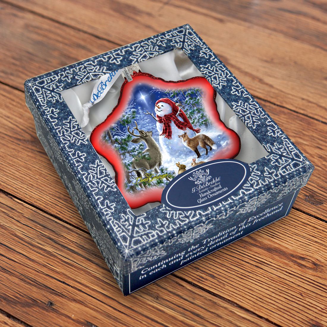 Heaven Snowman Glass Ornament by D. Gelsinger - Christmas Santa Snowman Decor - 754-102R-DG