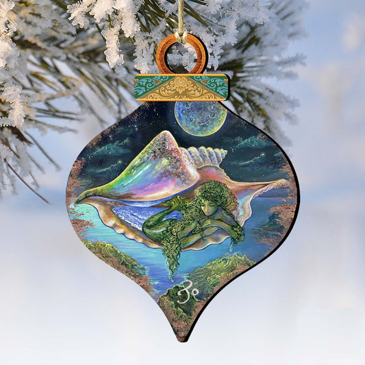 Sea View Shell Wooden Ornaments by Josephine Wall - Coastal Sea-Life Decor - 845621-JW