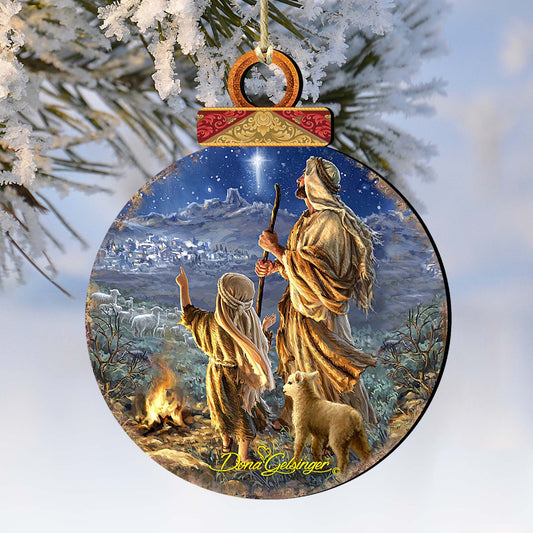 Shepherds Keeping Watch Wooden Ornaments by Gelsinger - Nativity Holiday Decor - 8021125-1838