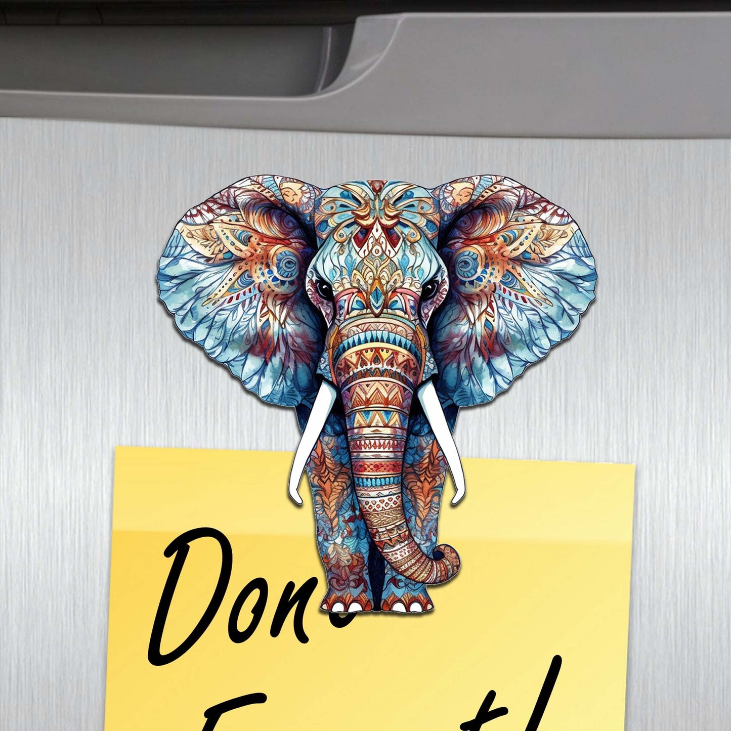 Elephants Decorative Wooden Magnets Set of 6 by G. Debrekht - Wildlife Decor - 8090036G-S6