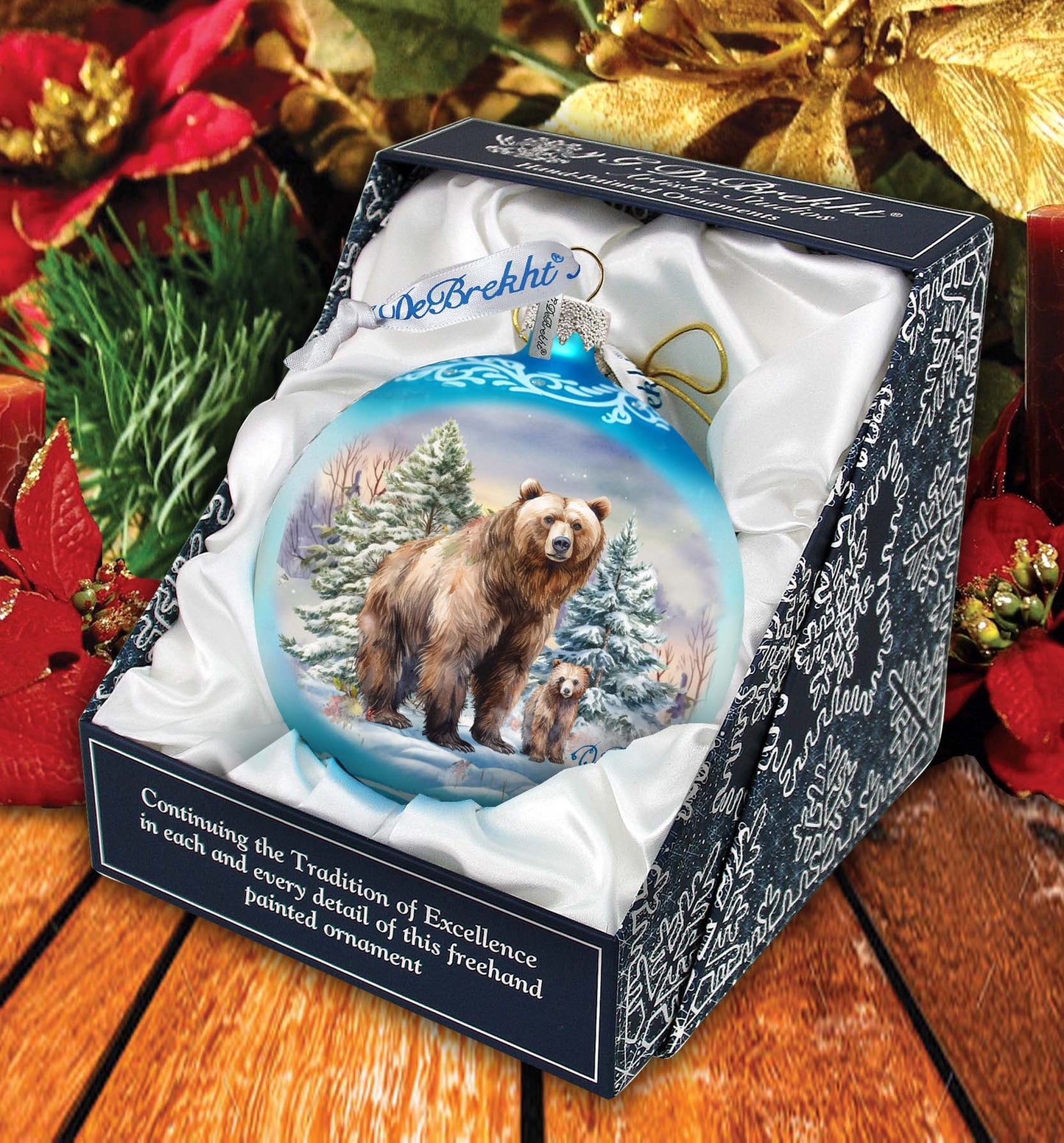 A Love for All Seasons: Grizzly Bears Ball Glass Ornament by G. Debrekht - Wildlife Holiday Decor - 73382