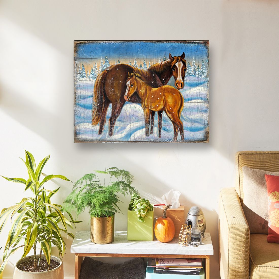 Horses Art Wooden Wall Art by Nature Wonders - Nature Wildlife Decor  - 95218B