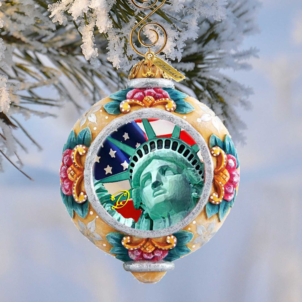 Statue of Liberty Sculpted Hand-Painted Christmas Ornament by G. DeBrekht - American Christmas Decor - 6103401
