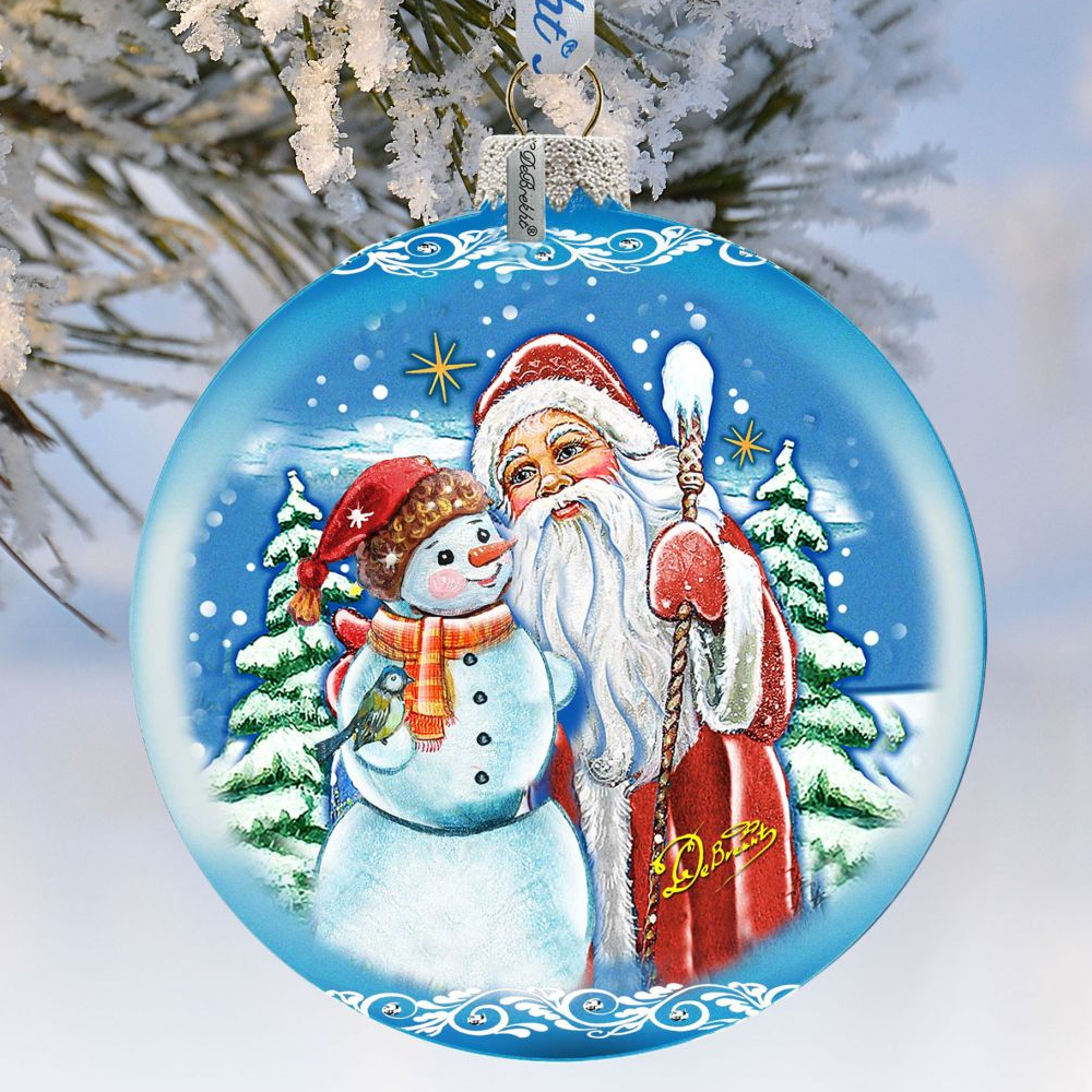Christmas Workshop Glass Ornament Limited Edition by G. DeBrekht - Christmas Santa Snowman Decor - 73888