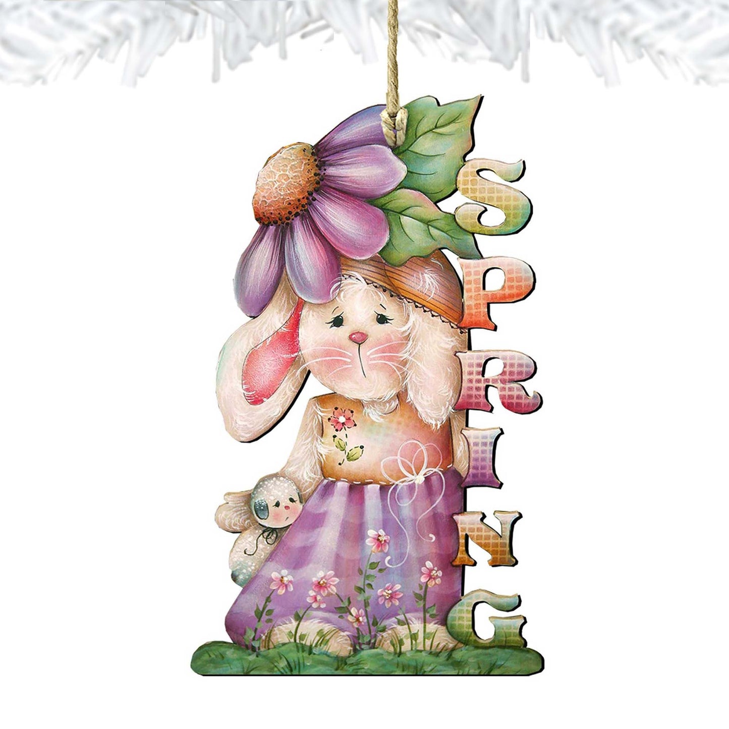 Spring Bunny Wooden Ornaments Easter by Jamie Mills-Price - Easter Spring Decor - 8457604