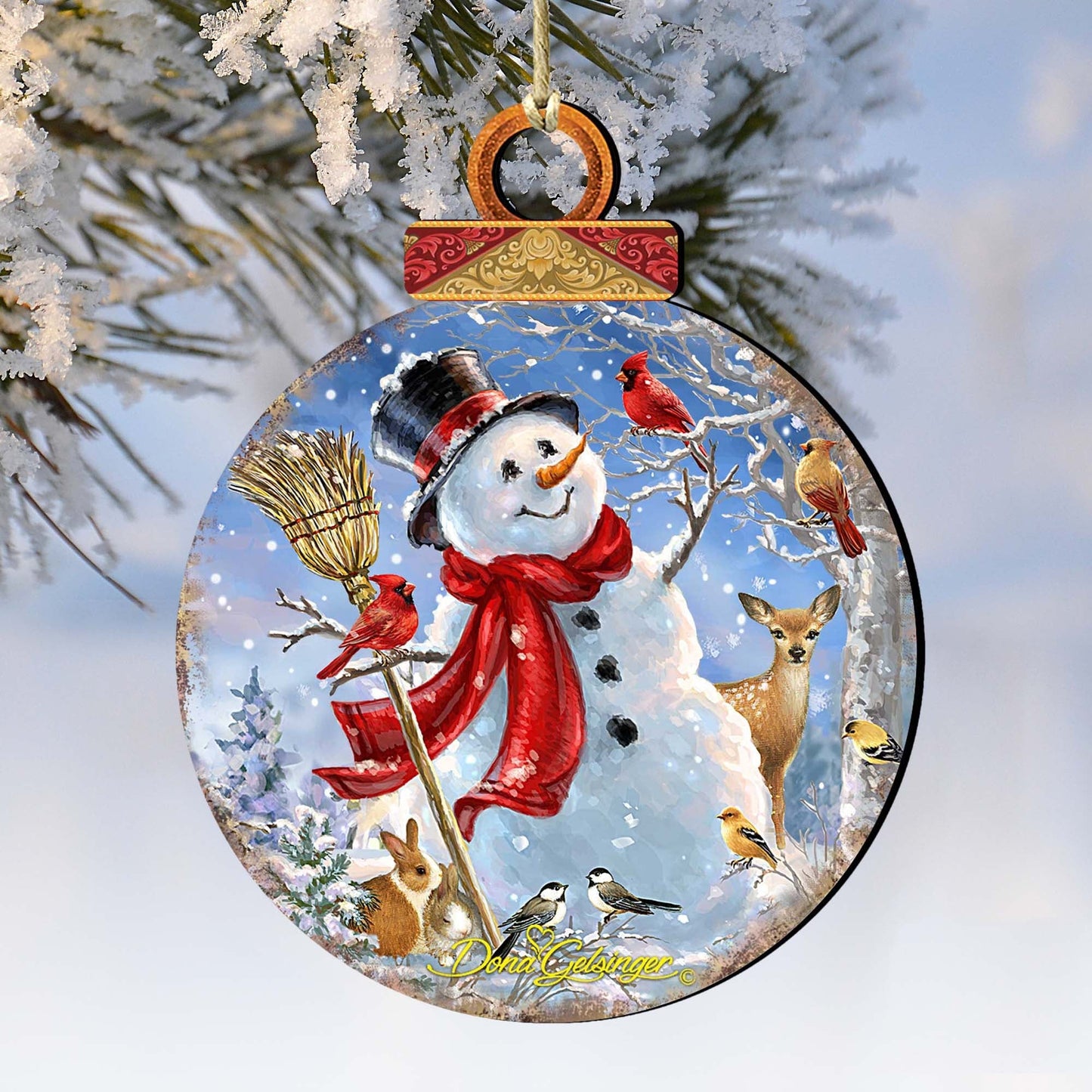 Frosty Forest Friends Wooden Ornaments by Gelsinger - Christmas Santa Snowman Decor - 8021023-1624