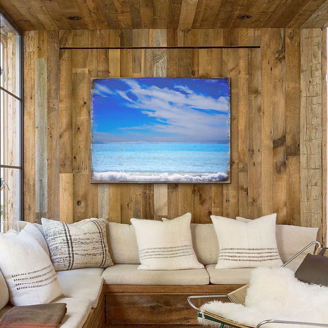 The Beach Wood Wooden Coastal Wall Art by Nature Wonders - Coastal Sea-Life Decor - 95226-3B