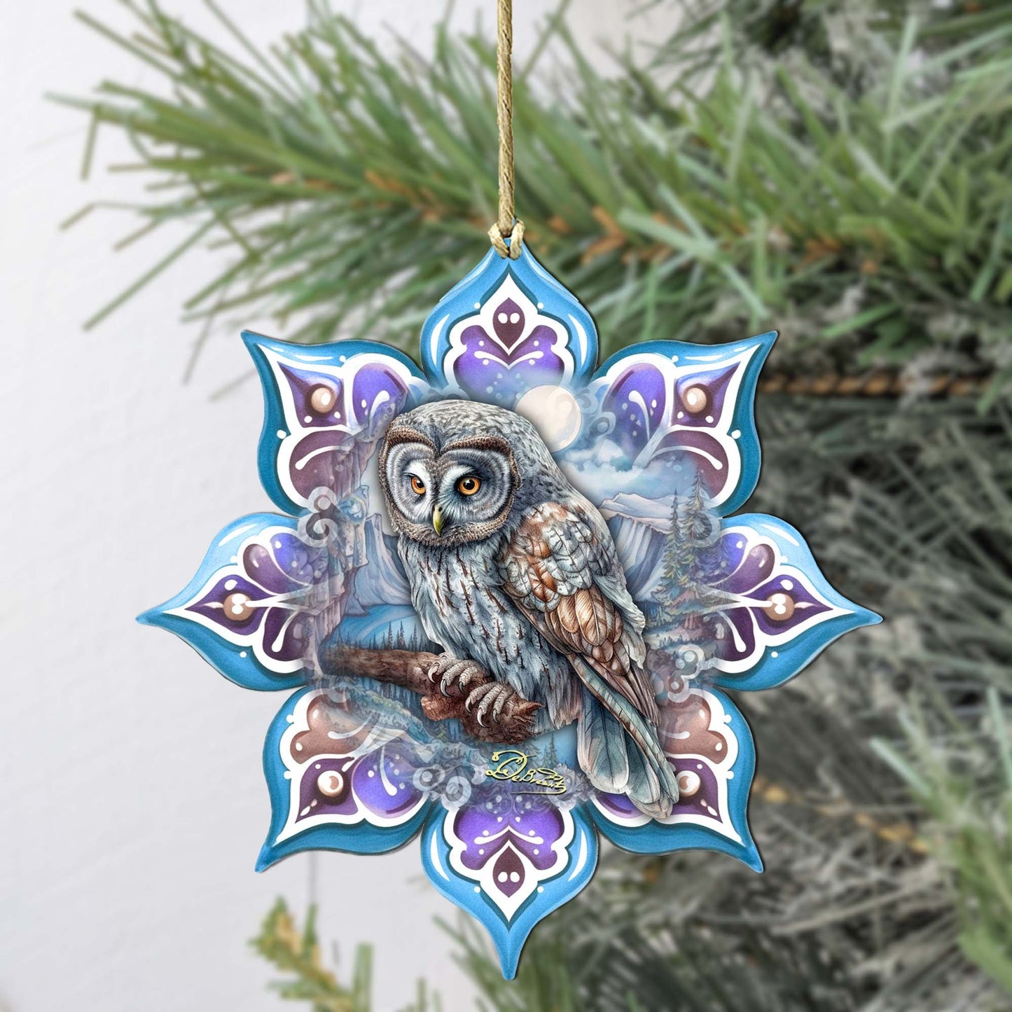 Arctic Owl Snowflake Wooden Ornaments by G. Debrekht - Nature Wildlife Decor - 8688435