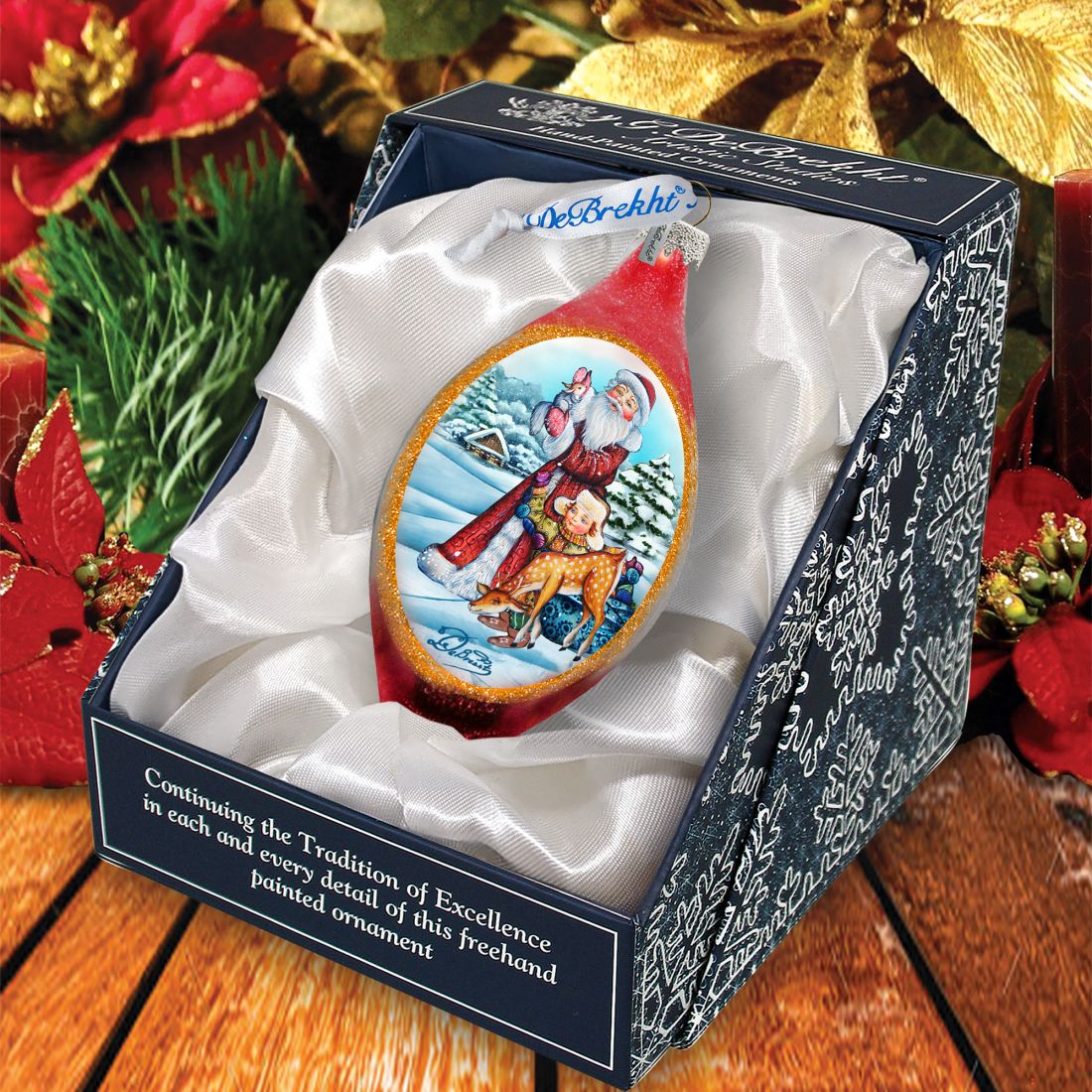 Santa Kids Cut Drop Glass Ornament by G. DeBrekht - Christmas Santa Snowman Decor - 757-005