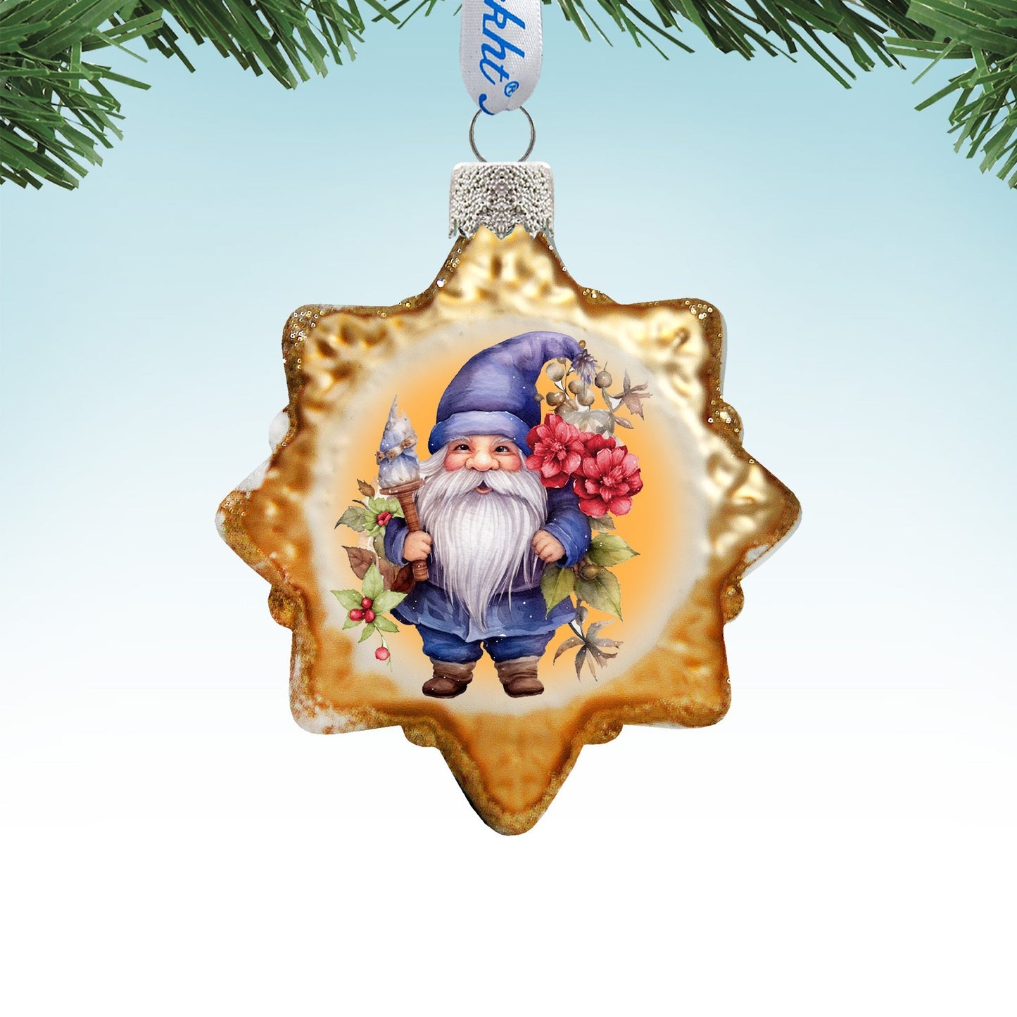 Violet Christmas Gnome Mercury Glass Ornaments by G. Debrekht - Christmas Decor - 776017