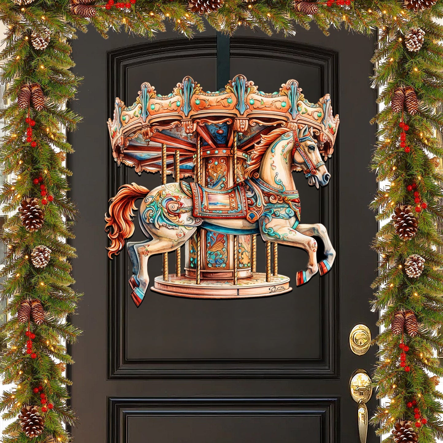Carousel Horse Holiday Door Decor  by G. Debrekht - Christmas Decor - 8611027H