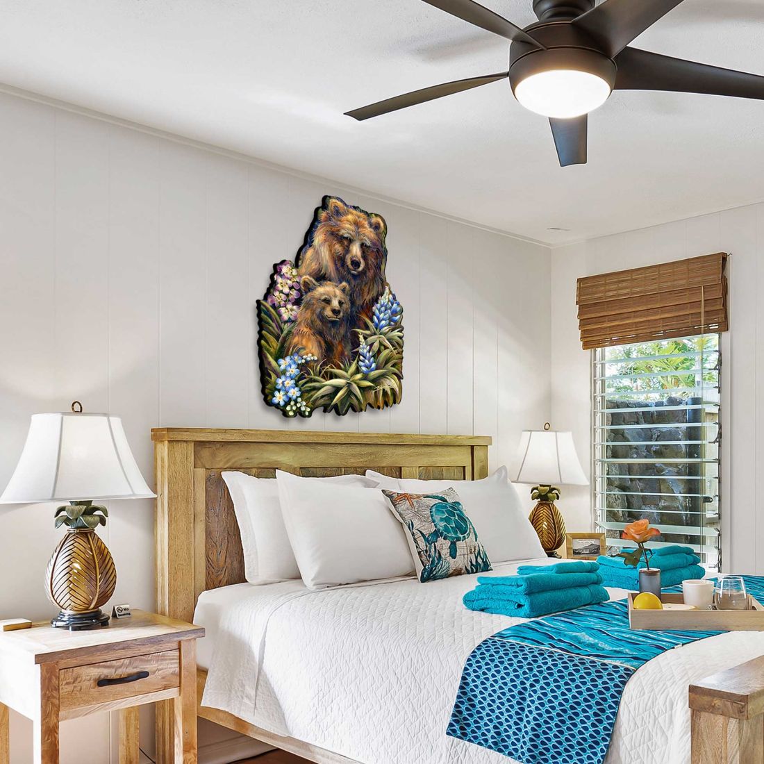 Grin & Bear it Grizzly Mother & Cub Wall Art by J. Bergsma - Wildlife Holiday Decor - 8591947W-JB