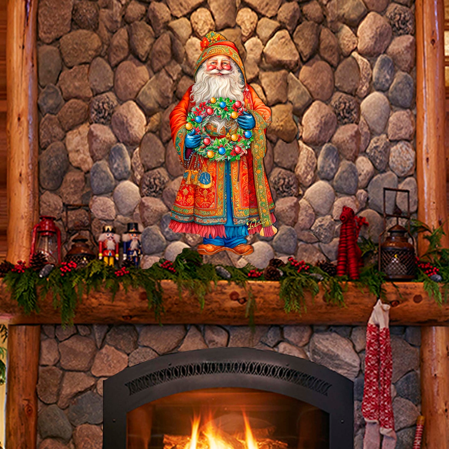 Santa's Wreath of Joy Holiday Door Decor by G. Debrekht - Christmas Santa Snowman Decor - 8691402H