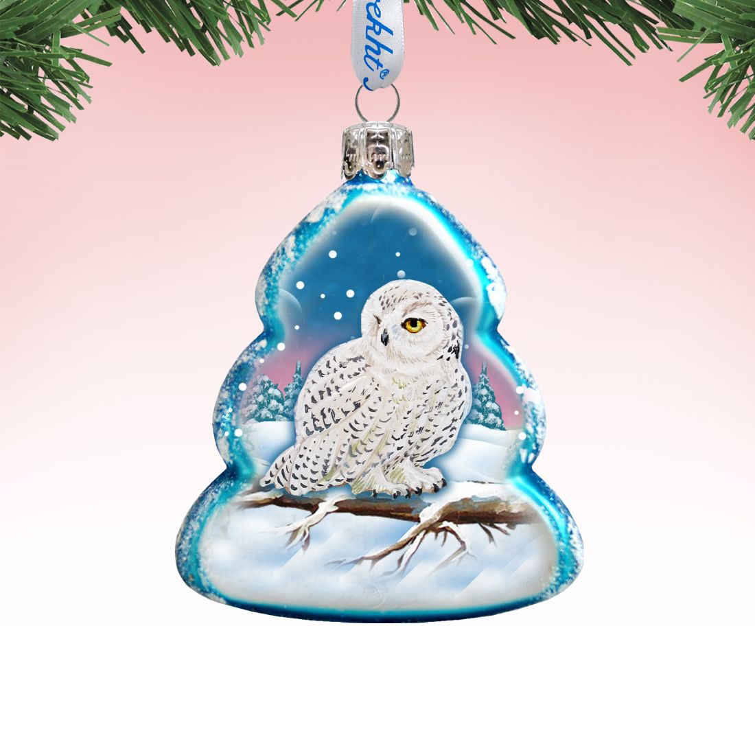 White Owl Mercury Glass Ornament by G. DeBrekht - Wildlife Holiday Decor - 771028