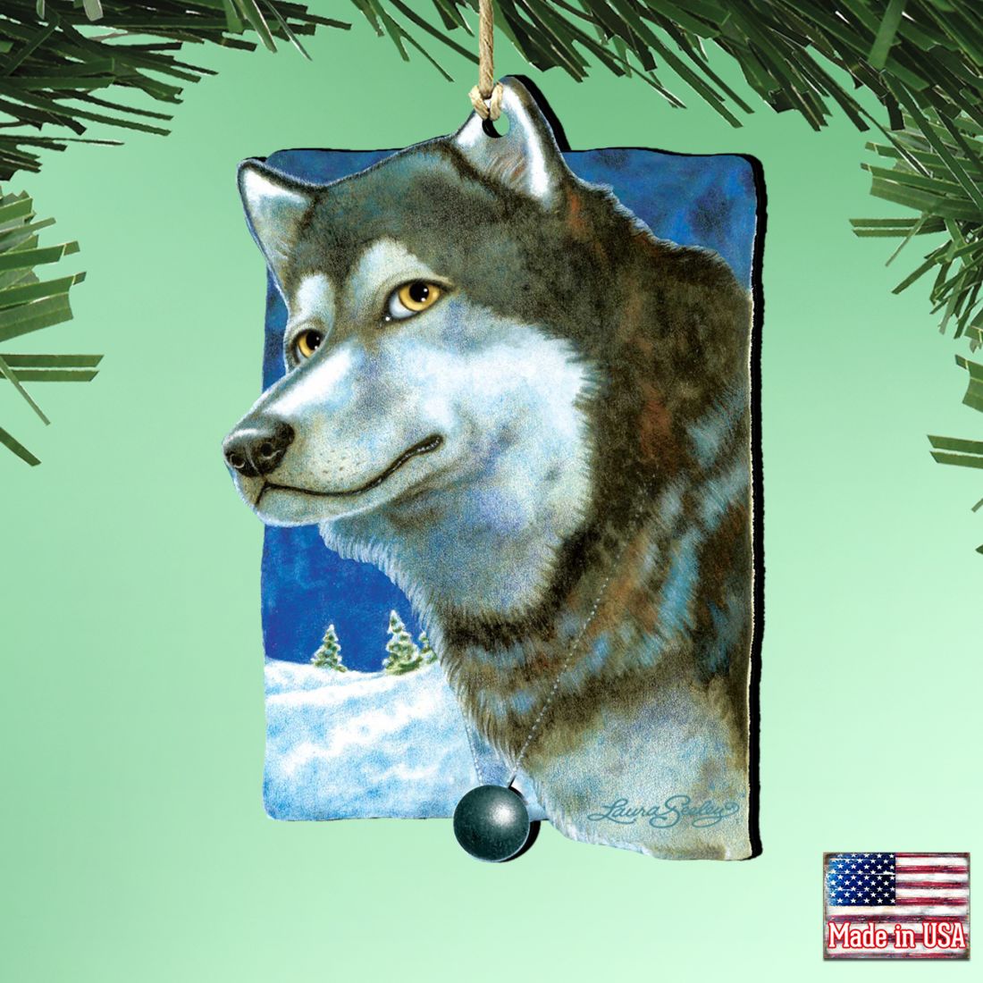 Snow Tracks Wooden Ornaments Pets by Laura Seeley - Pets Dog and Cats Decor - 8511014-LS