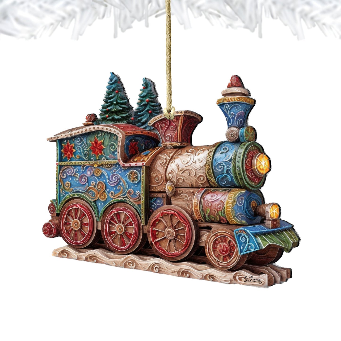 Christmas Train Wooden Ornaments by G. Debrekht - Christmas Decor - 8100198-2