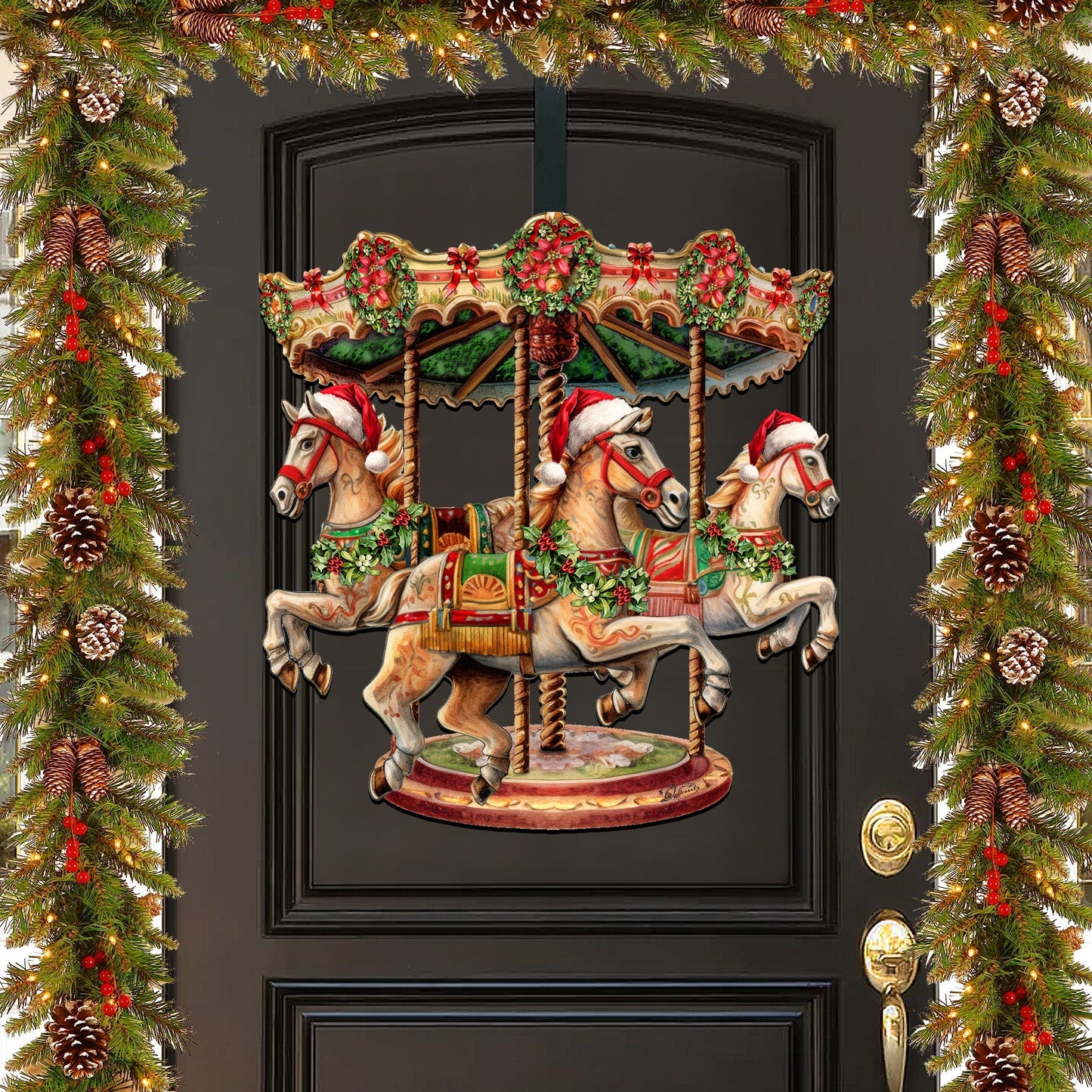 Christmas Carousel Holiday Door Decor  by G. Debrekht - Christmas Decor - 8611030H