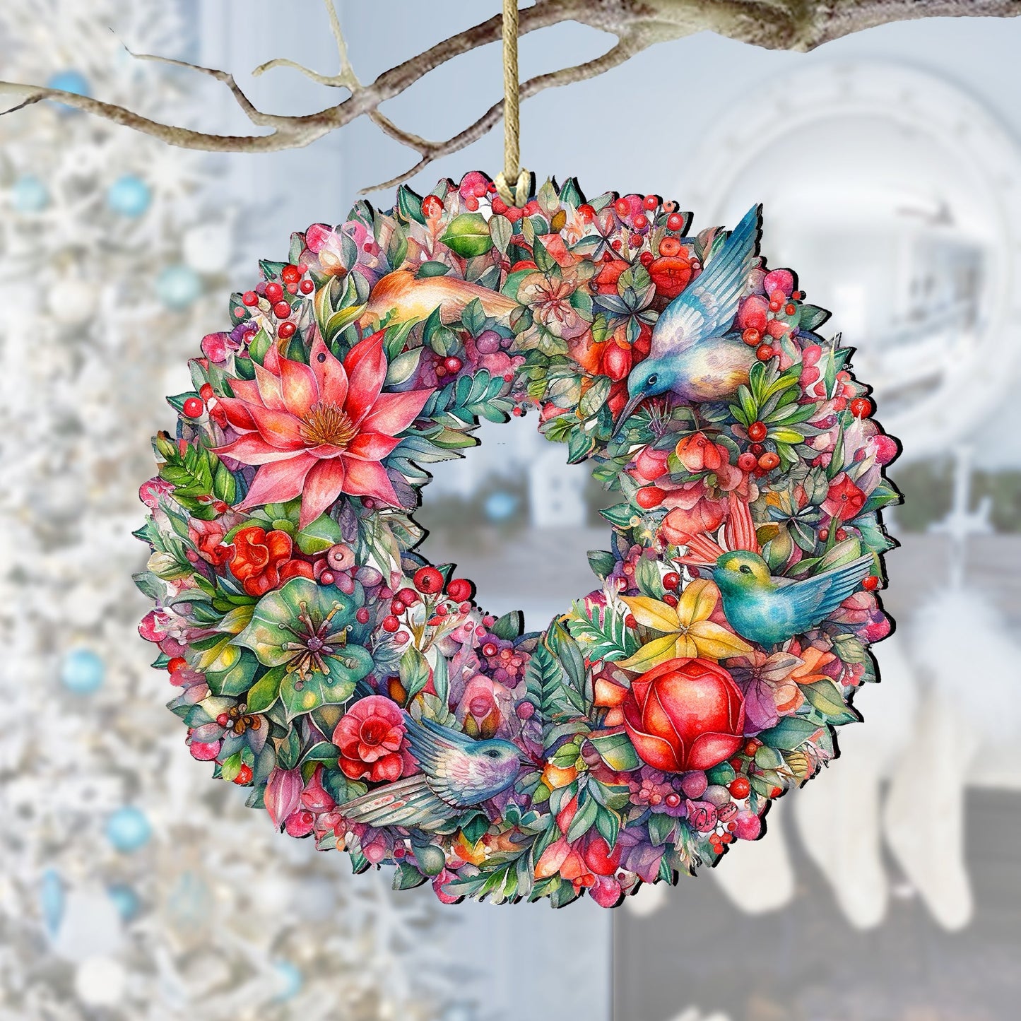 Summer Blooms Wreath Wooden Ornaments by G. Debrekht Christmas Decor - 8611072