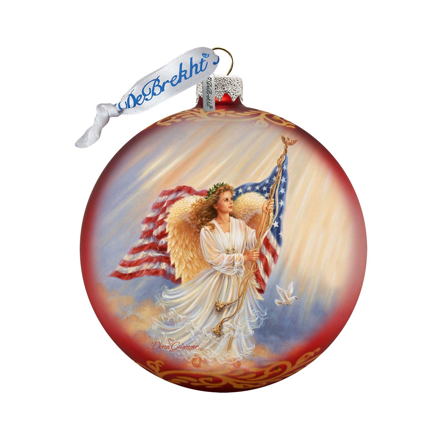 American Angel Glass Ornament by D. Gelsinger - American Christmas Decor - 71103-0107