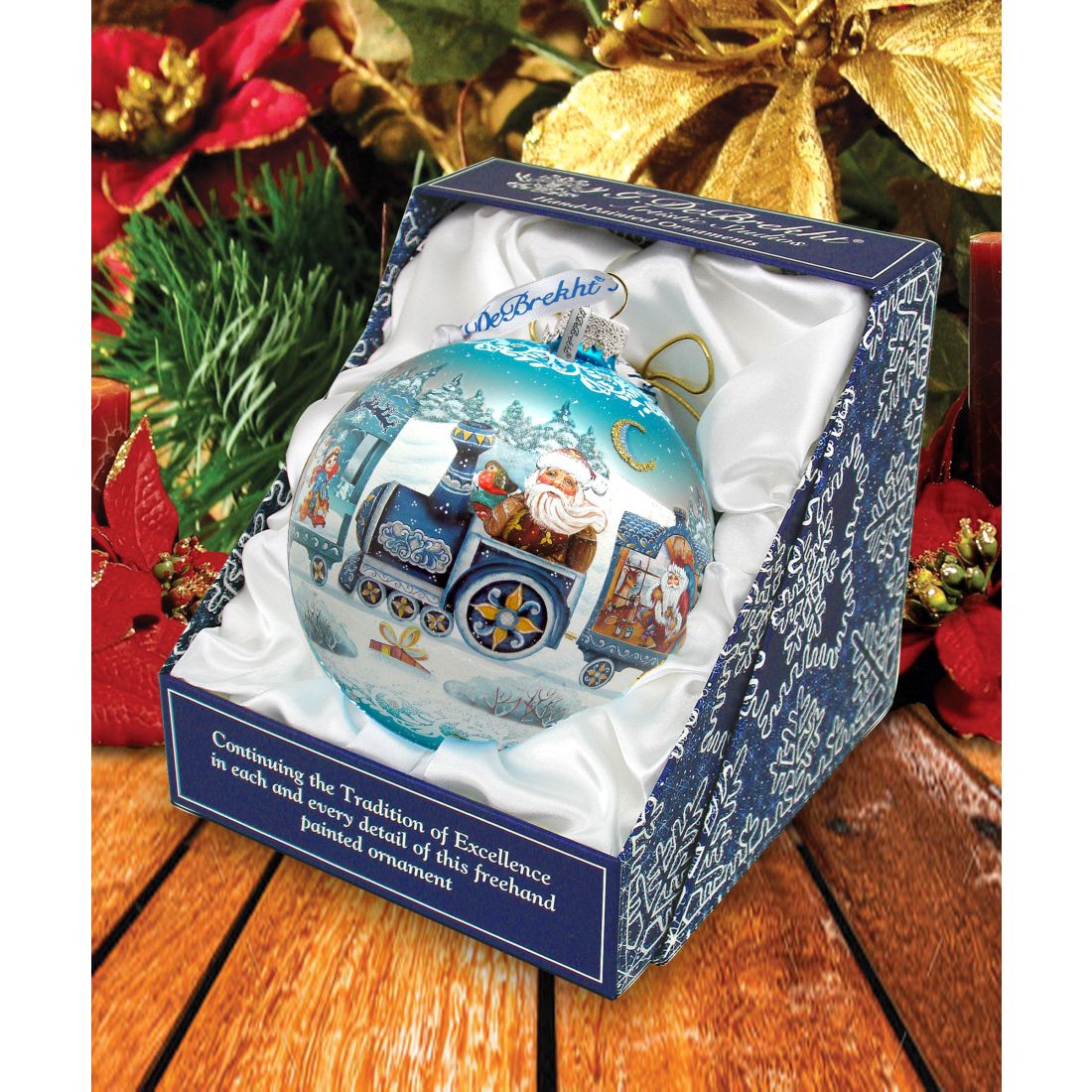 Express Train Ball Glass Ornament Limited Edition by G. DeBrekht - Christmas Santa Snowman Decor - 73873B