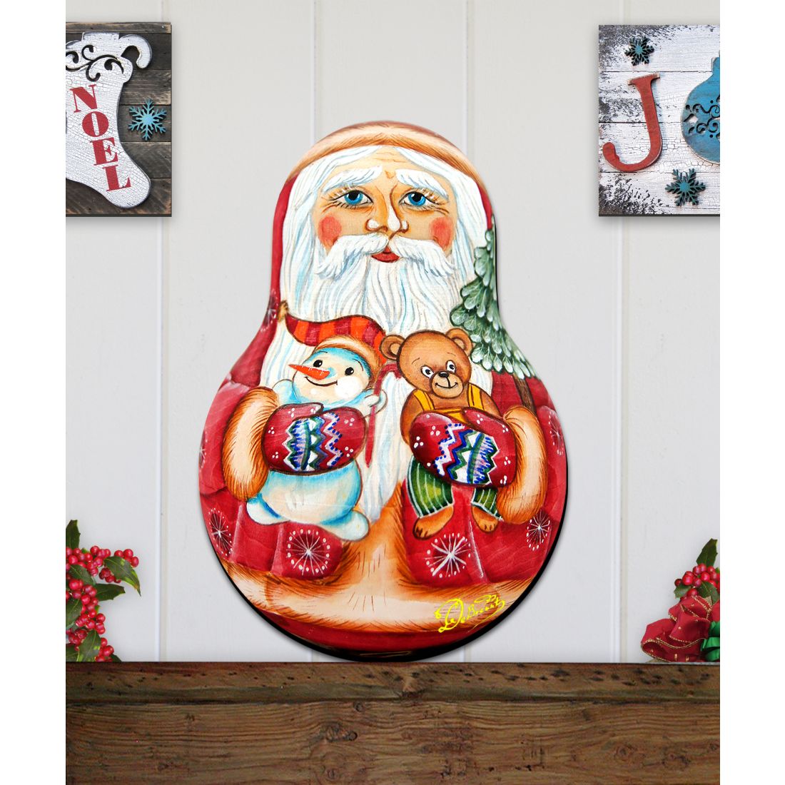 Santa Doll Christmas Door Decor by G. DeBrekht - Christmas Santa Snowman Decor - 8115011H