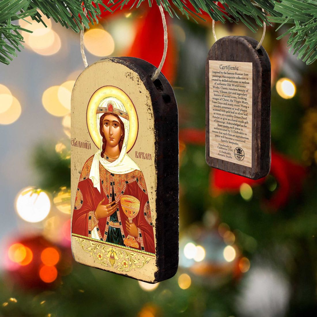 Saint Barbara Religious Orthodox Sacred Icon Ornament - Inspirational Icon Decor - 87038