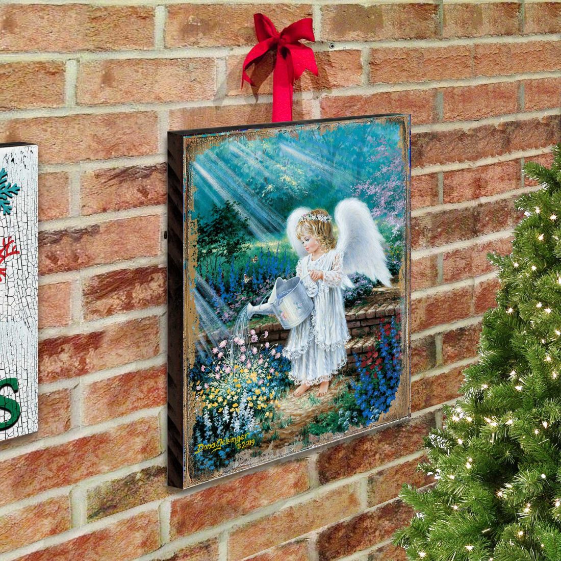 An Angel's Gift Wooden Wall Art by D. Gelsinger - Nativity Holiday Decor - 95661B-9708
