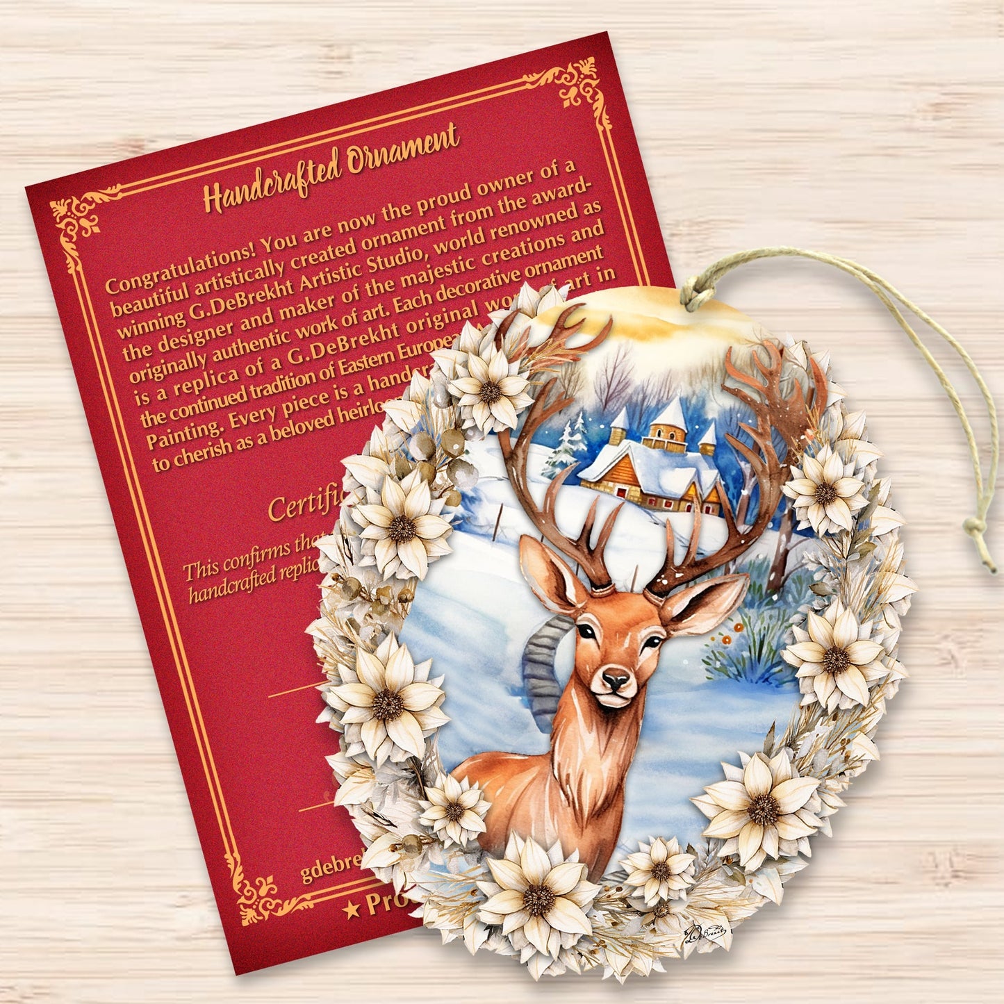 Majestic Forest Deer Wooden Ornaments by G. Debrekht Christmas Decor - 8611065