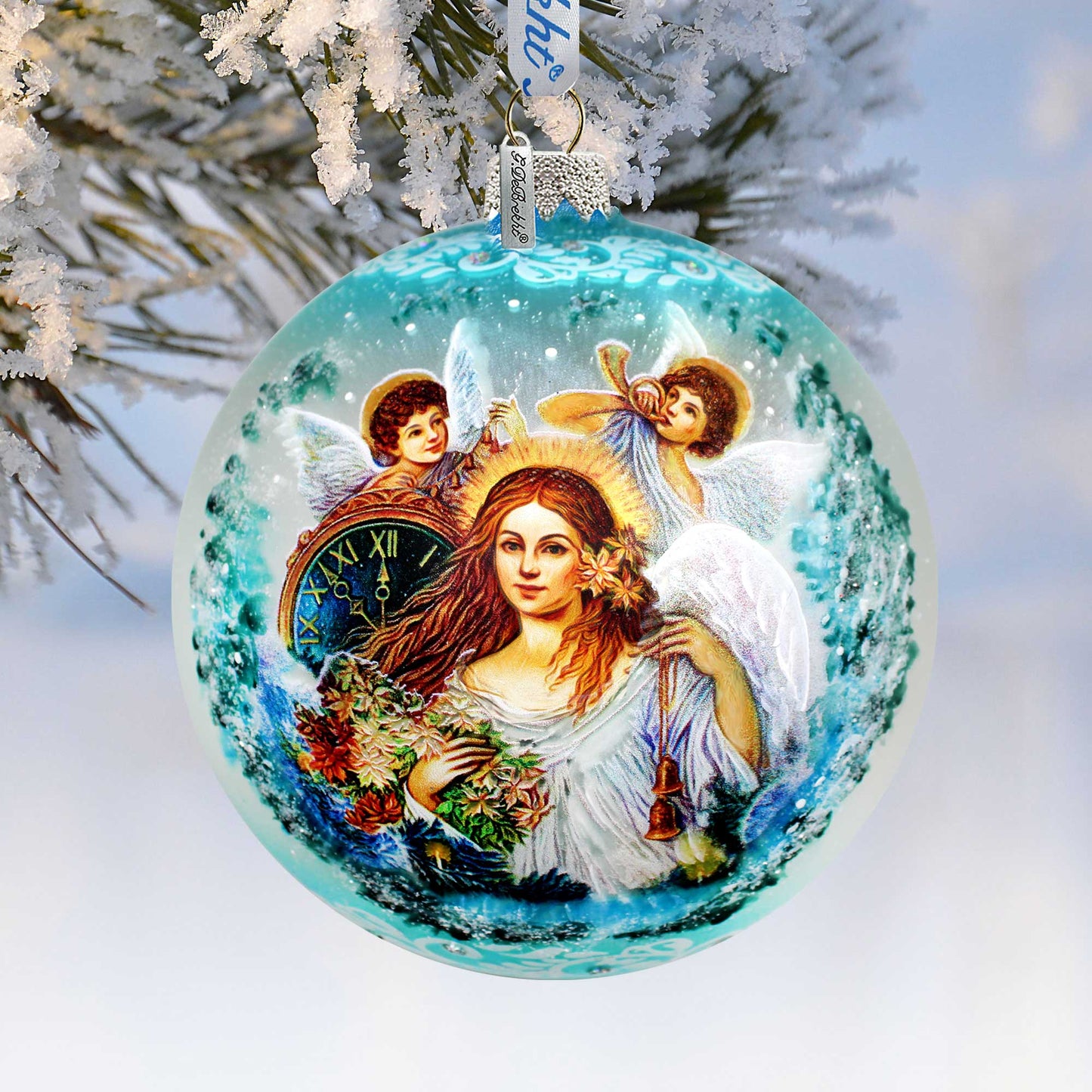 Christmas Angel Glass Ornament Limited Edition by Strelkina at G. DeBrekht - Christmas Santa Snowman Decor - 73844-2