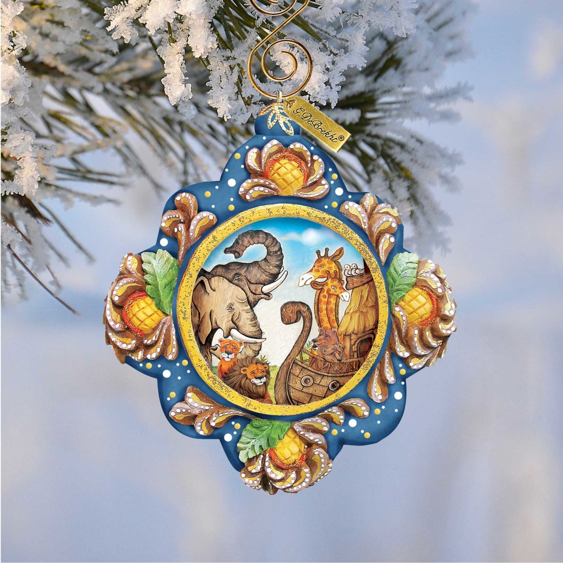 Noah's Ark Sculpted Hand-Painted Christmas Ornament by G. DeBrekht - Nativity Holiday Decor - 6102517