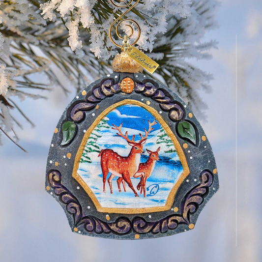 Hand Painted Scenic Ornament Deer Family Ornament - 6102839 by G. DeBrekht