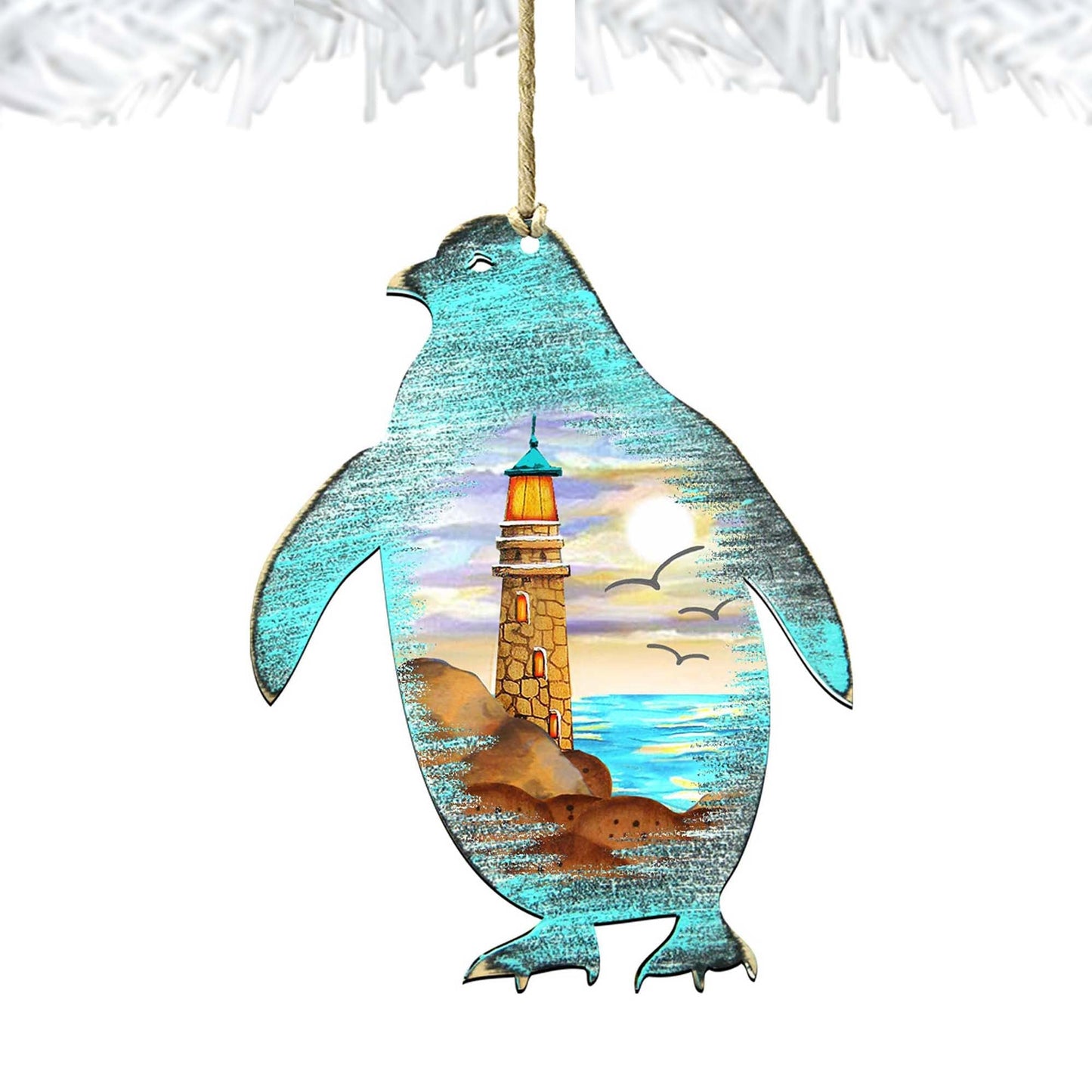 Penguins Wooden Ornaments by G. DeBrekht - Coastal Holiday Decor - 8198542