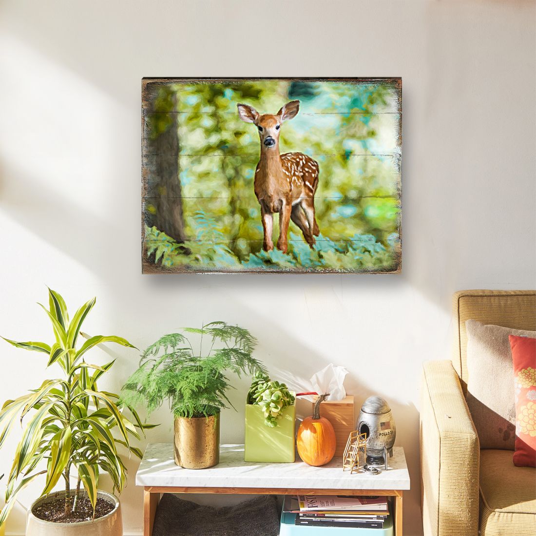 Forest Deer Art Wooden Wall Art by Nature Wonders - Nature Wildlife Decor  - 95290B