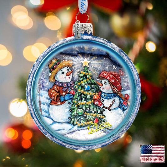 Bright Star Cut Ball Glass Ornament by G. DeBrekht - Christmas Santa Snowman Decor - 764-042