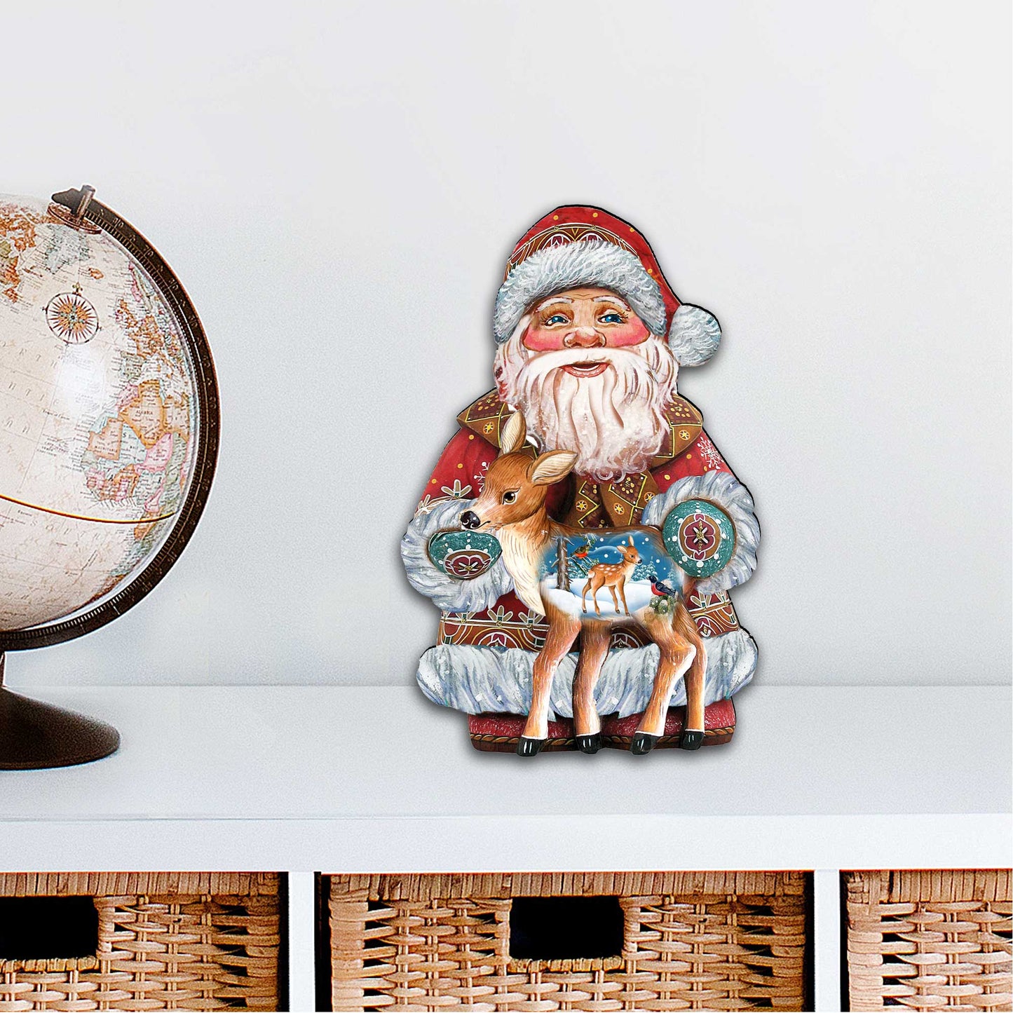 Holiday Fawn Decorative Christmas Door Decor by G. DeBrekht - Christmas Santa Snowman Decor - 8118081H