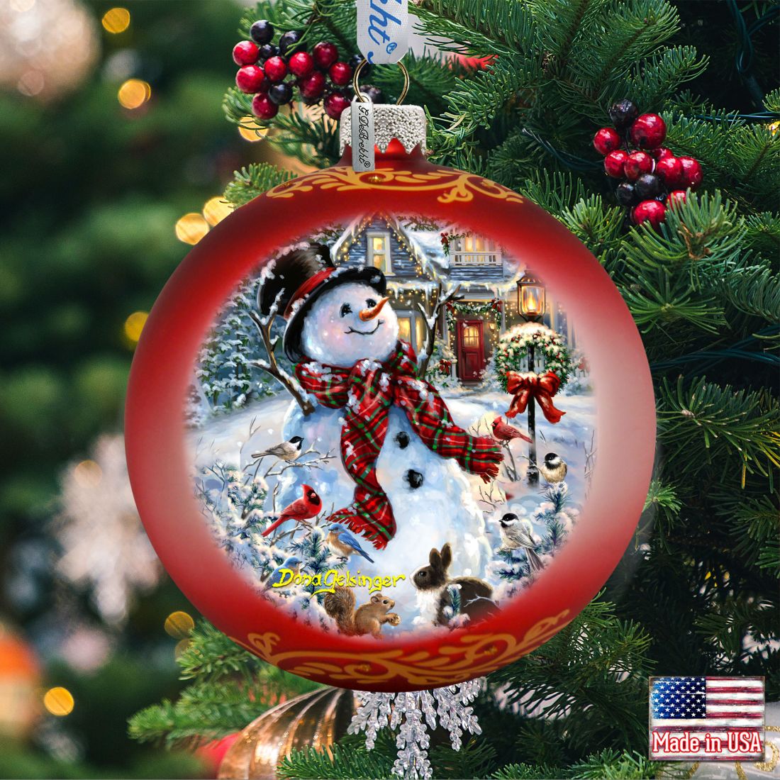 An Old-fashioned Christmas Glass Ornament by D. Gelsinger - Christmas Santa Snowman Decor - 71117-1563