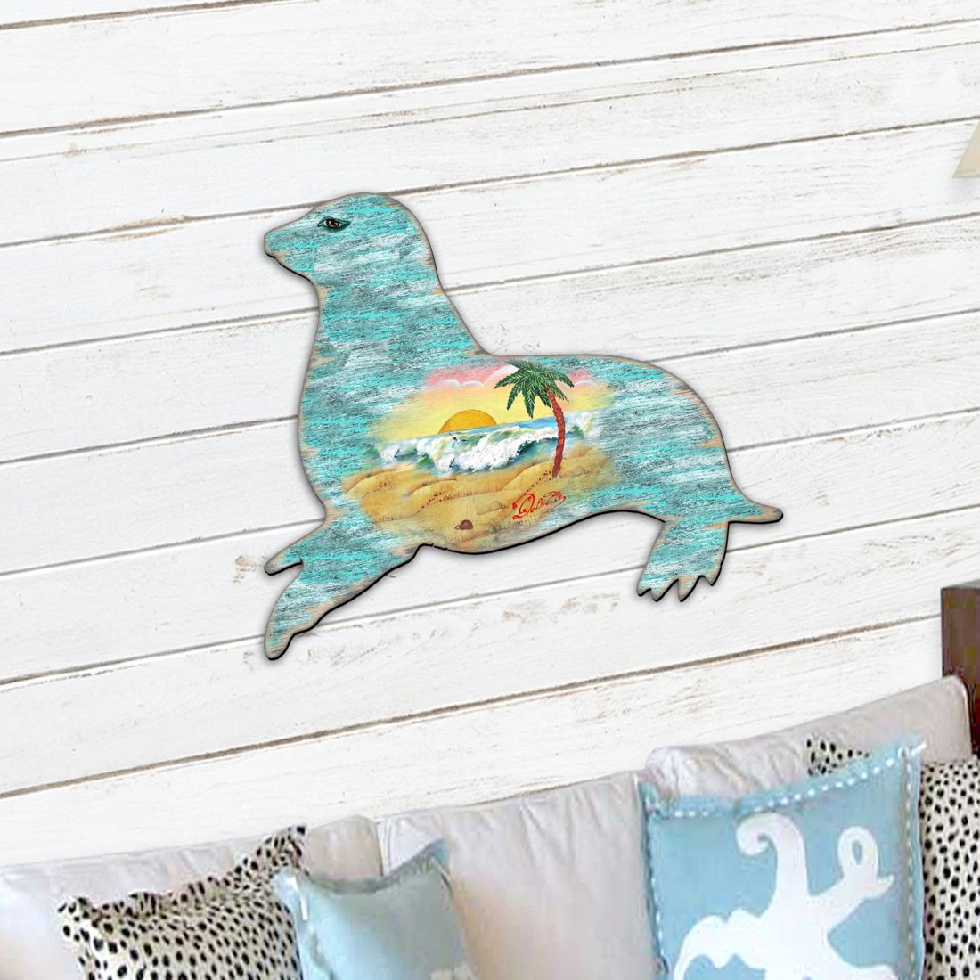 Sea Lion Coastal Door Decor by G. DeBrekht - Coastal Holiday Decor - 8198532H