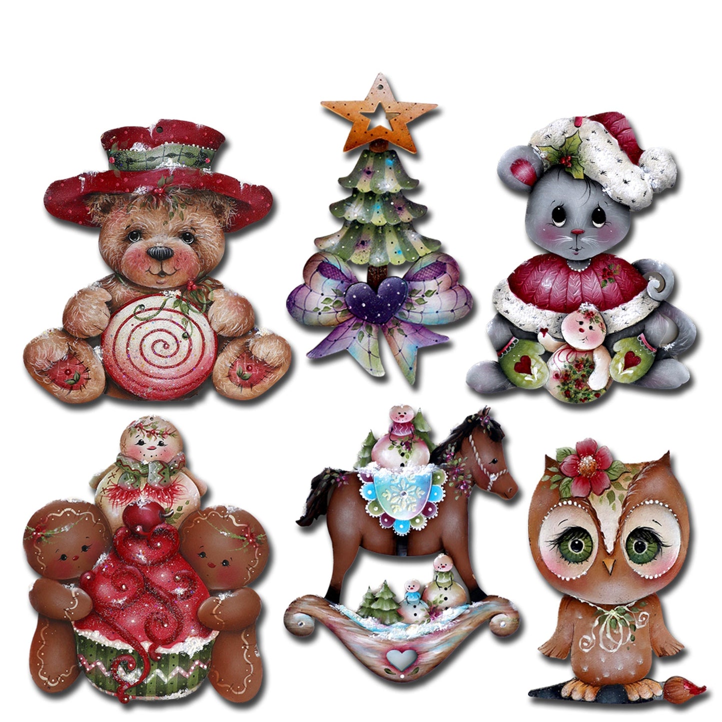 Spirit of Christmas Decorative Wooden Magnets Set of 6 by Jamie Mills-Price - Christmas Decor - 8090052G-S6