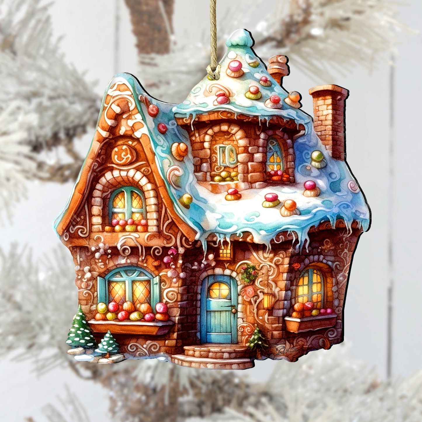 Gingerbread House Wooden Ornaments by G. Debrekht - Christmas Decor - 8100191-2