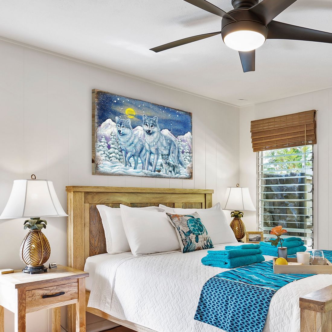 Rustic Wolves Art Wooden Wall Art by Nature Wonders - Nature Wildlife Decor  - 95211B