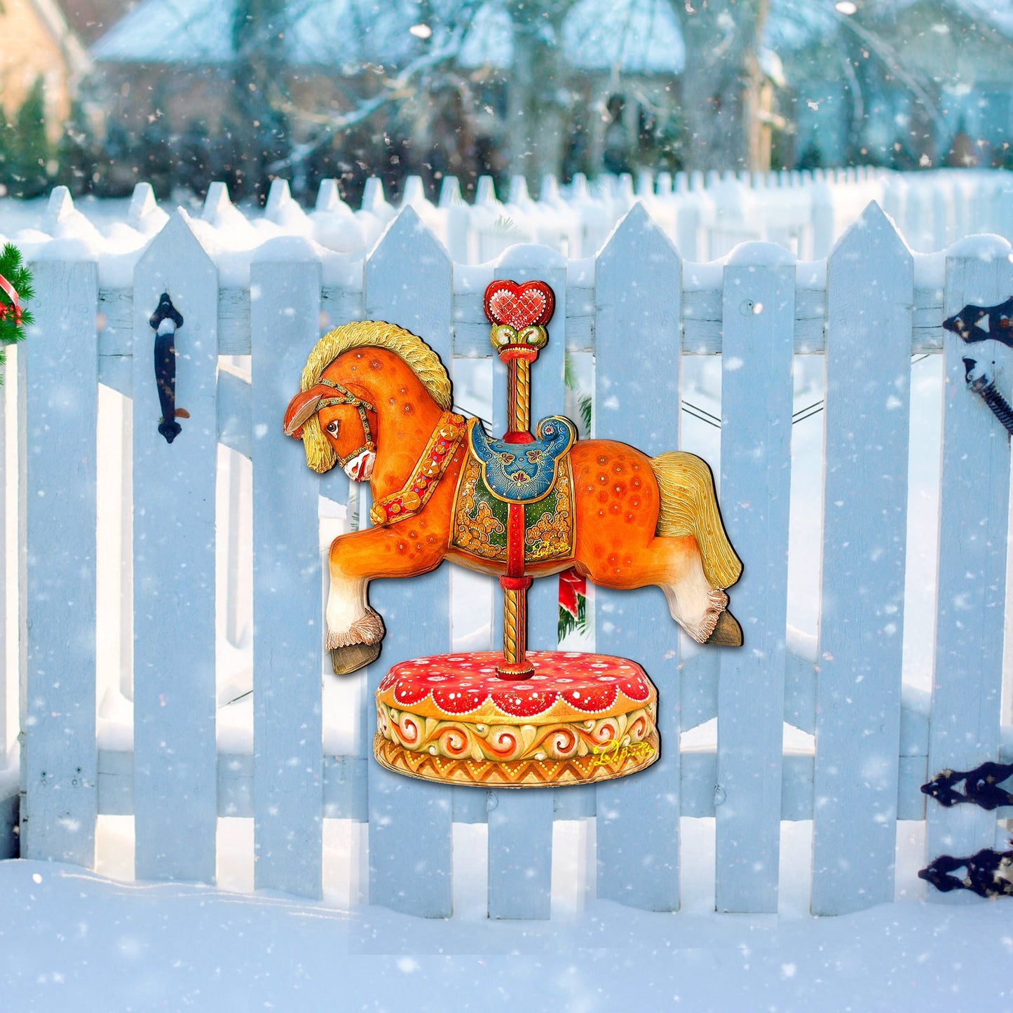 Carousel Horse Christmas Holiday Door Decor by G. DeBrekht - Carousel Holiday Decor - 8114041-1H