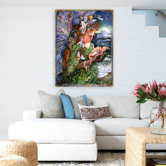 Beachcomber Fairy Fantasy Wooden Wall Art by Josephine Wall - Fantasy Decor - 852130-JW