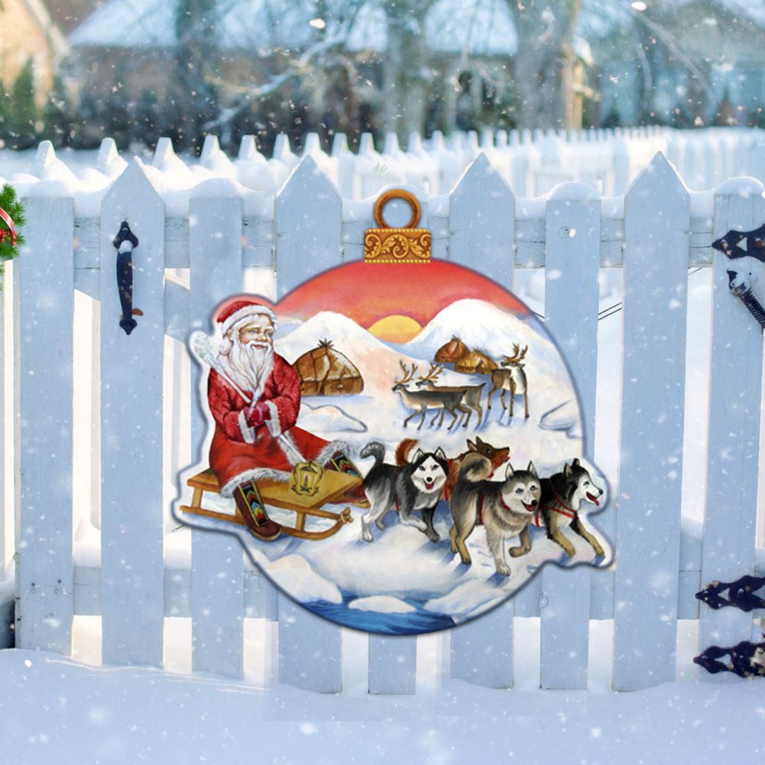 Northern Light Santa Christmas Door Decor by G. DeBrekht - Christmas Santa Snowman Decor - 8117419H