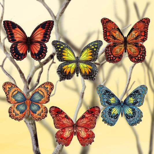 Summer Butterfly Decorative Wooden Clip-on Ornaments of 6 by G. Debrekht - Christmas Decor - 8090012-1C-S6
