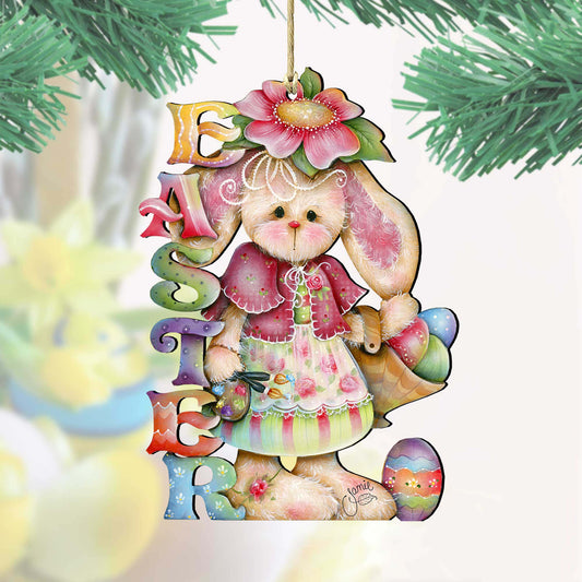The Easter Bunny Wooden Ornaments by Jamie Mills-Price - Easter Spring Decor - 8457605