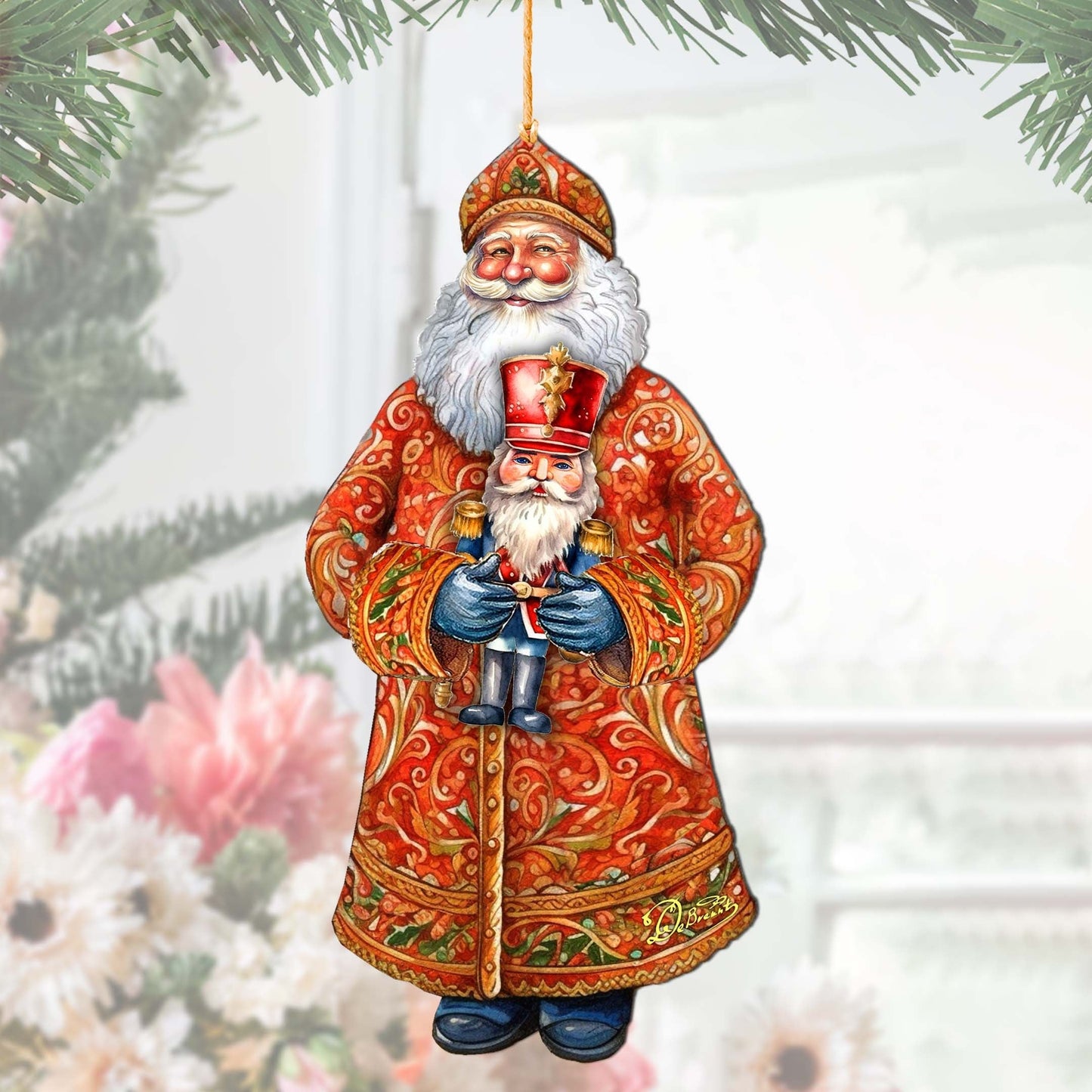 Santa's Holiday Nutcracker Wooden Ornaments by G. Debrekht - Christmas Santa Snowman Decor - 8691401