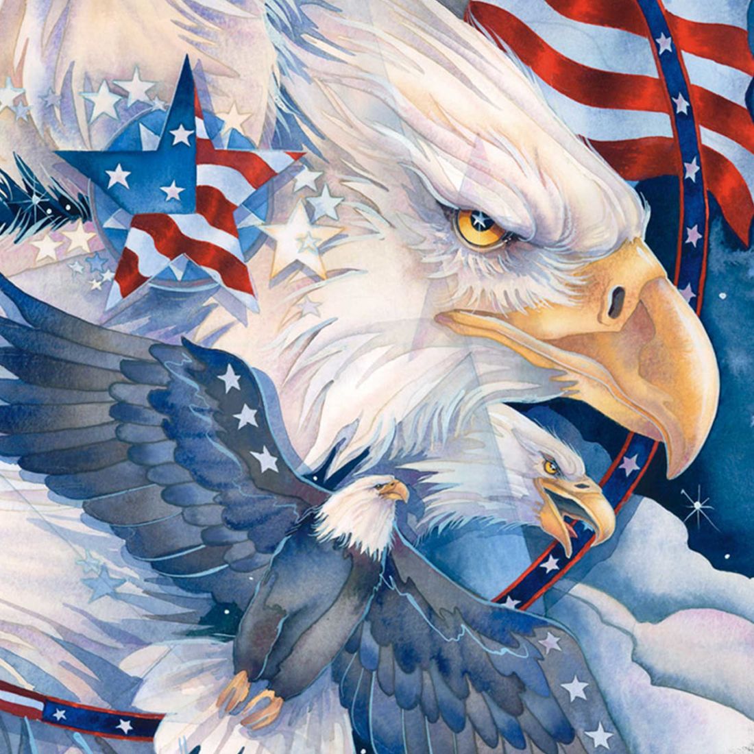 Allegiance Patriotic Eagles Wall Art by J. Bergsma - Wildlife Holiday Decor - 8591730W-JB