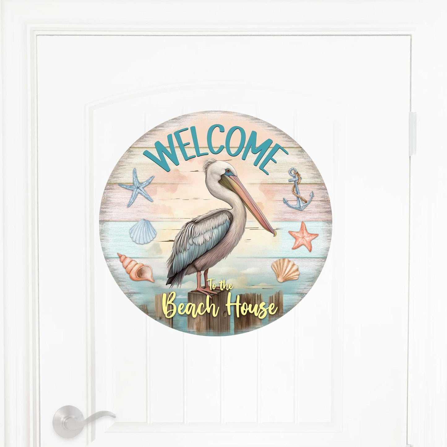 Pelican Welcome Sign Front door welcome sign Main entrance banner Welcome sign - Wooden front porch decor - 933113H
