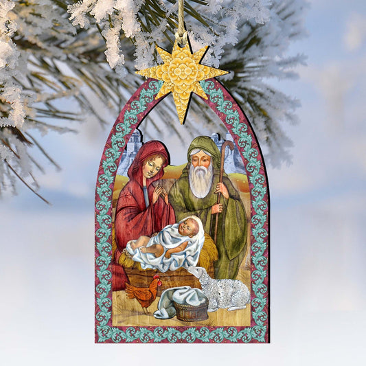 Nativity Manger Star Wooden Ornaments by G. DeBrekht - Nativity Holiday Decor - 8121301